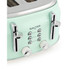 Mint green 4-slice toaster with chrome dials and levers, Salter brand, front controls visible