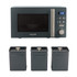 Salter matte dark grey microwave and matching set of three storage canisters, modern style.