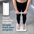 White smart body scale with connected app, showing fitness insights for progress tracking