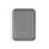 Grey non-stick rectangular baking tray, top view