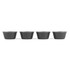 Set of four grey ramekins displayed side by side, suitable for baking or serving.