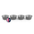 Set of 4 grey pudding basins, arranged in a row, with Made in the UK badge