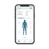 Mobile app screen showing weight, muscle, and body fat measurements chart