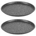 Set of two round black oven trays with white speckle finish