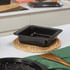 Black non-stick square roasting tin, side view