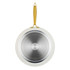Cream frying pan with gold handle, base view, induction compatible