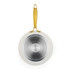 Cream frying pan with gold handle, Salter branding visible on base, shown from above