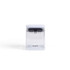 White and clear rectangular food storage container with lid, front view