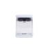 Clear plastic food storage container with white lid, front view
