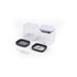 Chopper set with clear containers, dicing and slicing blades, and cleaning tool