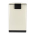 Rectangular cream kitchen bin with black lid and pedal, shown front view