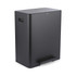 Black rectangular pedal bin with carry handles, shown closed