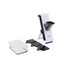 White Salter manual food slicer with three black blades and clear storage container