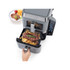 Grey air fryer oven showing airflow with salmon and vegetables inside
