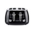 Black 4-slice toaster with dual controls, front view, Salter branding visible