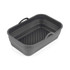 Grey rectangular washing up bowl with integrated handles and ribbed base