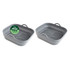 Set of two grey PFAS-free collapsible roasting trays with handles, angled view.