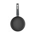 Grey non-stick frying pan with long handle, top-down view