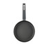 Grey non-stick frying pan with square handle, top view