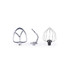 Set of three mixer attachments: beater, dough hook and whisk, shown against white.