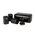 Black metal bread bin set with labelled containers for tea, coffee, and sugar