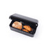 Black metal bread bin set with labelled containers for tea, coffee, and sugar