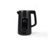 Black cordless electric kettle with touch controls, shown upright