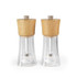 Set of two clear acrylic and wood salt and pepper mills