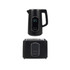 Black electric kettle and toaster set with digital display, modern style