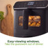 Black dual drawer air fryer with digital display on kitchen counter