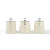 Set of three cream ceramic kitchen storage jars with chrome lids labelled tea, coffee, sugar.