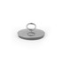 Stainless steel circular lid with loop handle, shown on white background