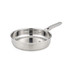 Stainless steel frying pan with handle, shown at angle on white background