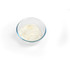 Glass bowl of plain white cream cheese from above