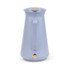 Light blue electric kettle with wooden accents, shown from the side