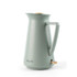 Sage green Salter electric kettle with wood-effect accents, shown side view.