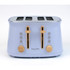 Salter four-slice toaster in pastel blue with wood-effect controls, front view