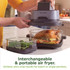 SALTER air fryer with chips and chicken shown in kitchen setting