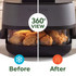 Clear 4 litre cooking container holding roast chicken and veg, served at family dining table.