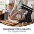 Black stand mixer with 5 litre bowl shown baking chocolate chip cookies