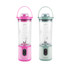 Twin pack portable blenders, pink and green, with carry handles and measurement markings.