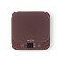 Brown digital kitchen scale with LCD display and touch buttons, top view