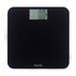 Black digital bathroom scale with large LCD display, showing 0.0kg, front view