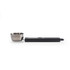 Digital spoon scale with stainless steel measuring cup and black handle, side view