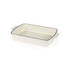Rectangular cream ceramic roasting dish with handles