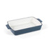 Deep green rectangular ceramic roasting dish with handles