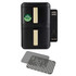 Black dual basket air fryer with digital display and two trays, includes PFAS free sticker.