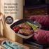 Cream square cast iron grill pan with handle, shown at angle.