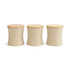 Set of three beige storage canisters with wooden lids, Salter brand, front view.