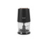 Compact black electric food chopper with clear bowl, suitable for quick food prep at home